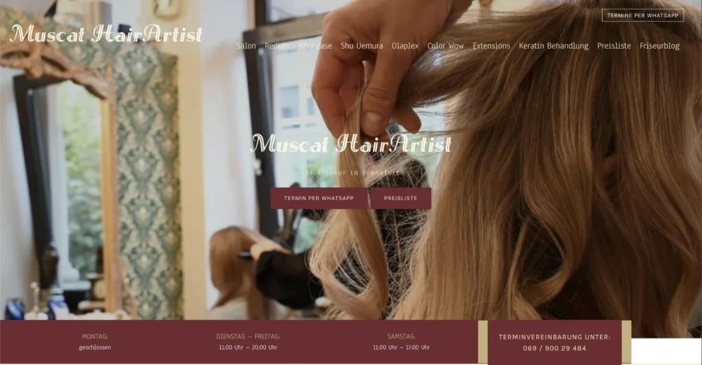 Neue Webseite modern umgesetzt für Muscat HairArtist 2 Muscat HairArtist Webseite vom Marketing Concierge Thomas Muscat